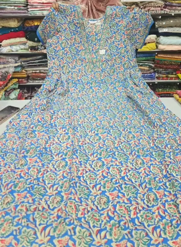 Pure Jaipur Cotton V-Neck Frock Maxi Nighty | NT3580